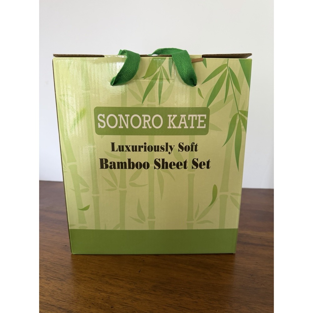 Sonoro Kate Luxuriously Soft Full Bamboo Sheet Set Beige Breathable 6 Pc NIB